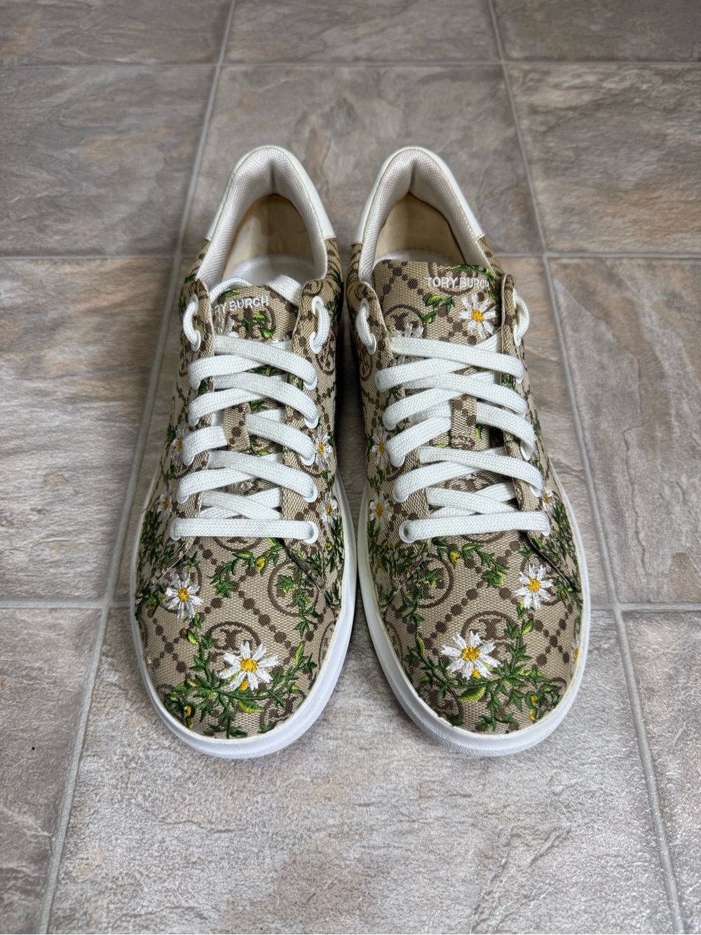 Tory Burch Howell T-Monogram Embroidered Jacquard Sneaker Women’s Shoe Size 8